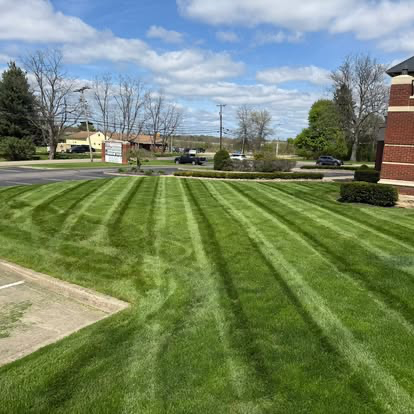 Crisp mowing stripes on a Hudson commercial property